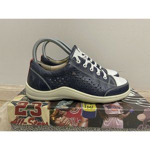 Finn Comfort Soft Charlotte Navy Blue Perforated Leather Sneaker Womens 37 / 6.5